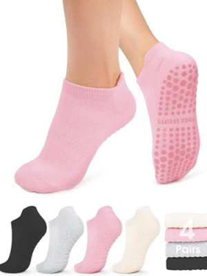 YeuG 4/6 Paar Pilates-Socken für Damen – rutschfeste Grip-Socken für Yoga, Barre, Krankenhaus, Barfuß